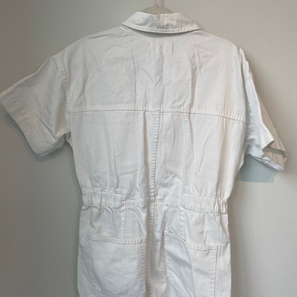 Free People We The Free Marci Jumpsuit Size Large Optic White Cotton Denim - Picture 11 of 15